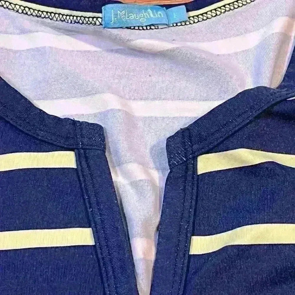 J. McLaughlin Women’s Striped Lynn Henley Dress Size Large Catalina Cloth - Picture 6 of 7